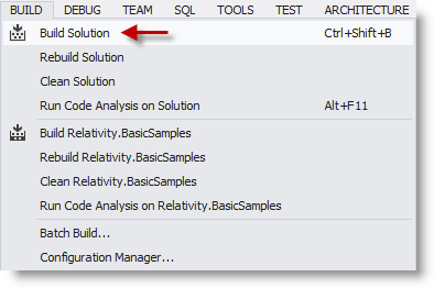 Build Solution menu option