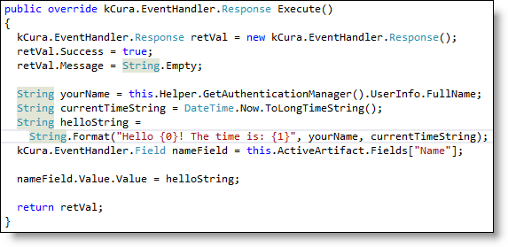 code to override Execute() method