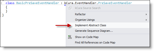 Implement Abstract Class menu option