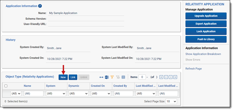 New button on Object Type associative list