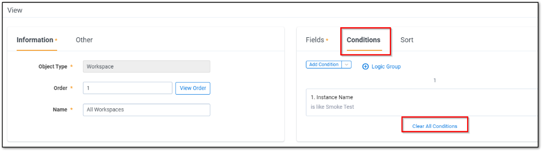 Condition tab