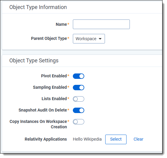 Object Type Information layout