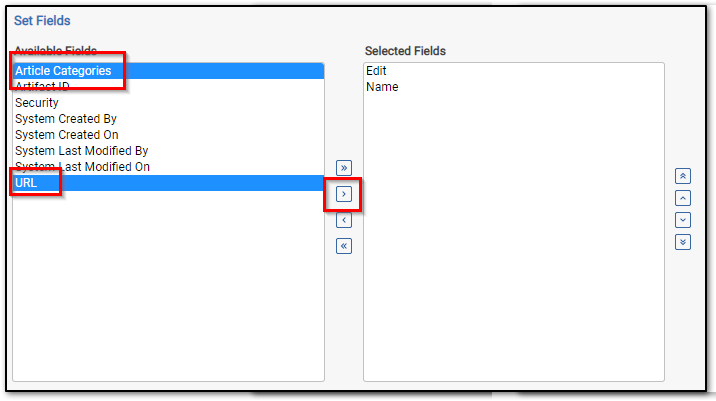 Set Fields dialog