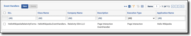Event Handlers section on details view