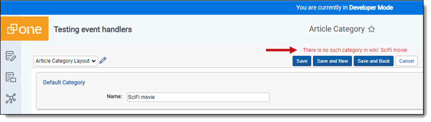 Validation message