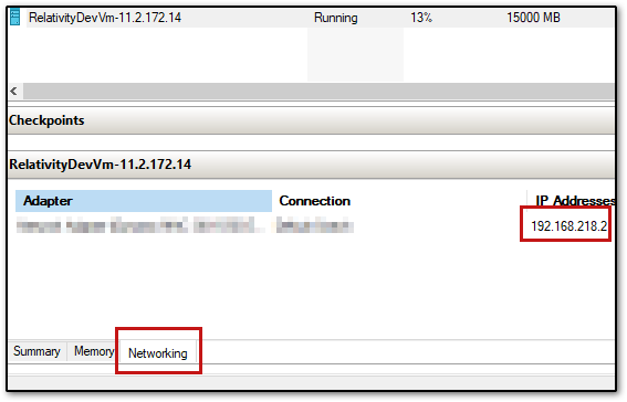 IP address in Hyper-V Manager