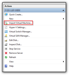 Import Virtual Machine action