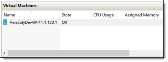 Virtual Machine list