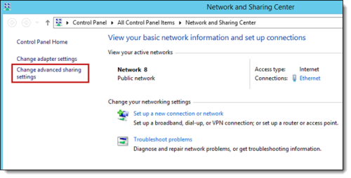Change advanced sharing settings