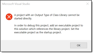 Project not started error message