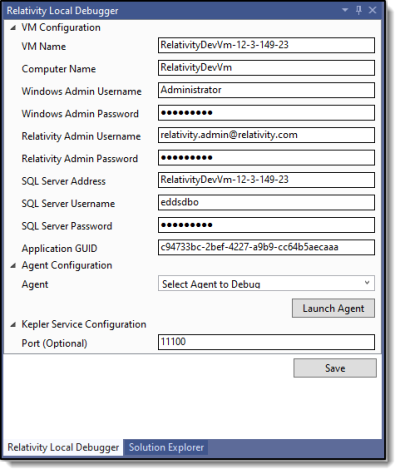 Local Debugger form