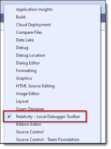 Local Debugger menu option