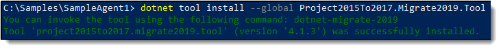 Conversion tool installation command