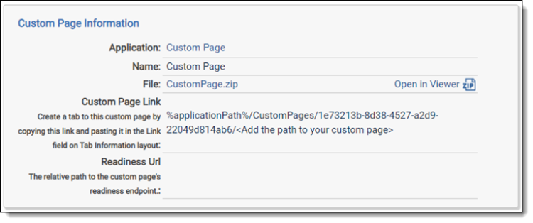 dialog for adding a custom page