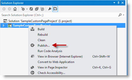 Publish menu option