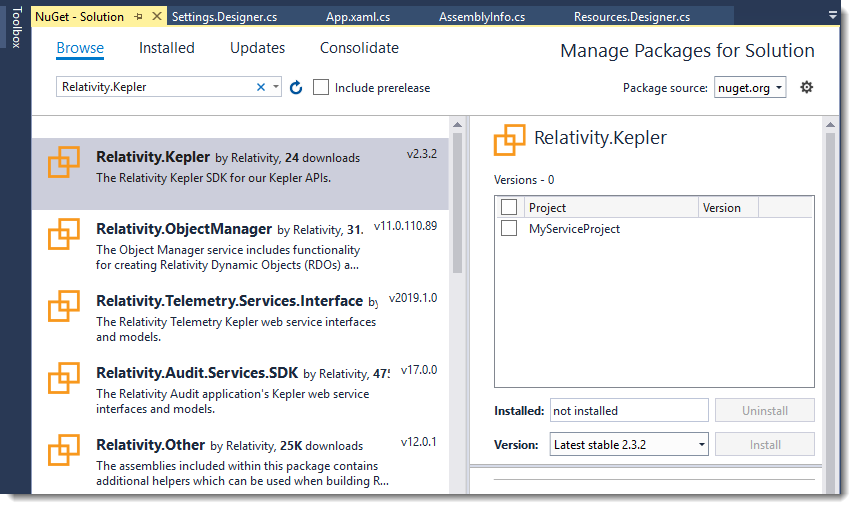 Kepler NuGet package