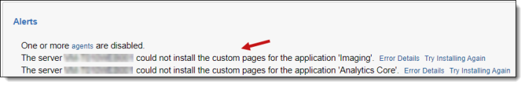 error message for custom page deployment