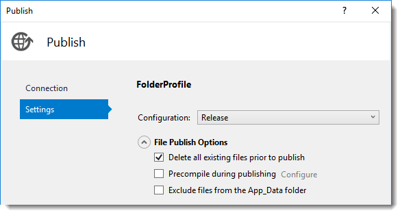 Publish options