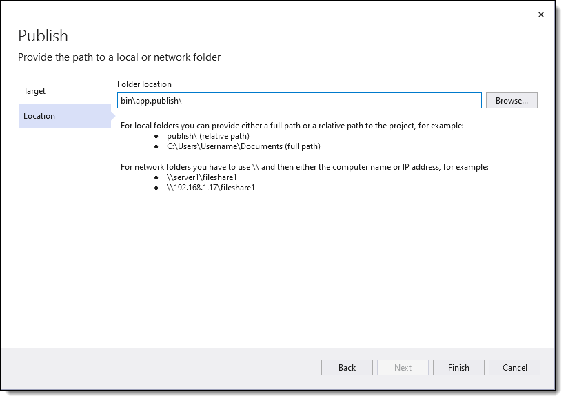 Publish options