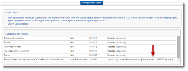import status message for Post Install event handler