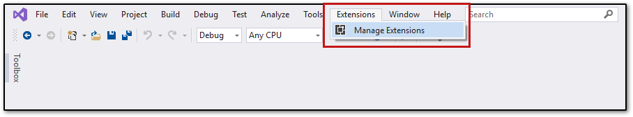 Extensions menu