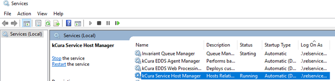Services running in Task Manager