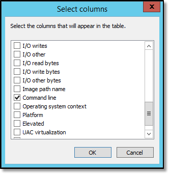 Select columns dialog