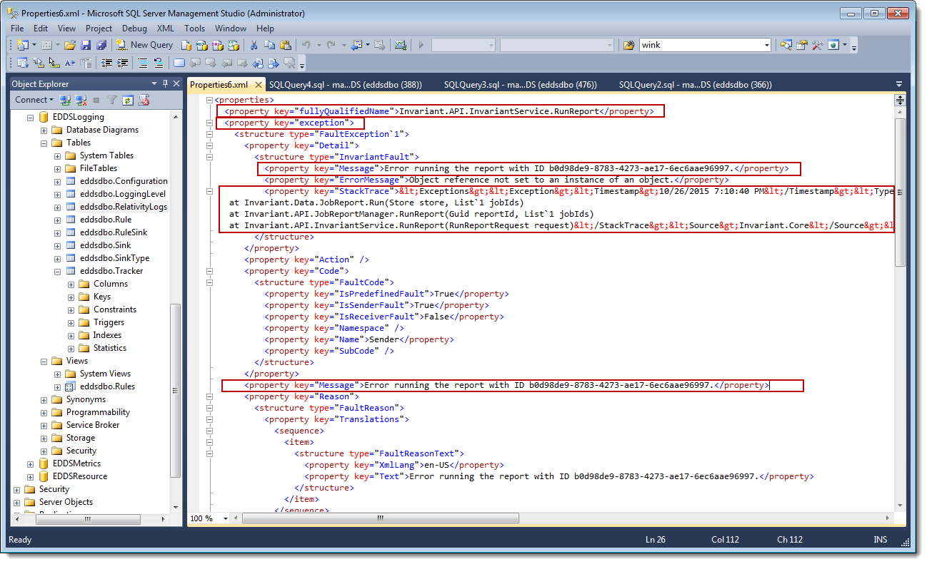 EDDS Logging XML