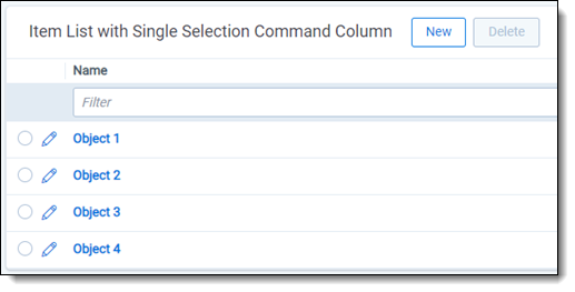 Single selection command column