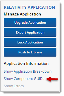 console displaying Show Component GUIDs link