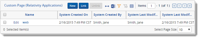 Custom Page associated list
