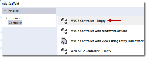 adding MVC 5 controller