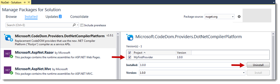managing NuGet packages