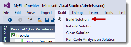 menu item for building your solution