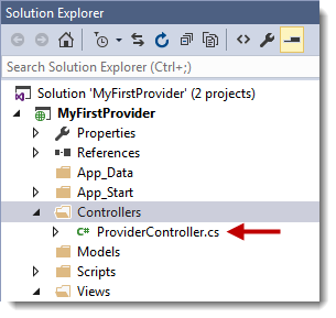 ProviderController in the Solution Explorer