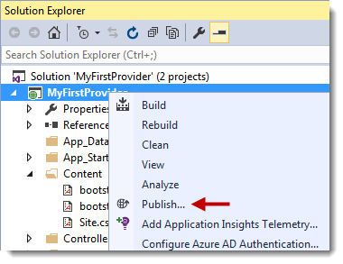 Publish option in Visual Studio 2015