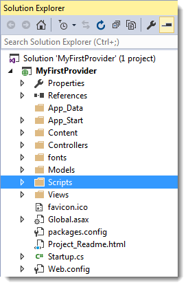 Scripts folder in Solution Explorer