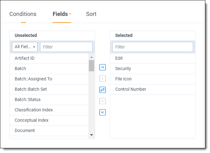 Saved search fields