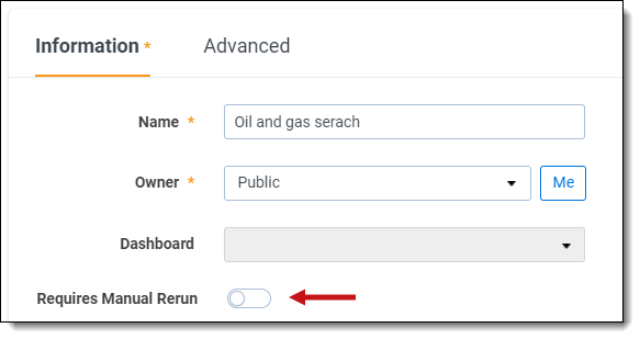 Saved search basic information