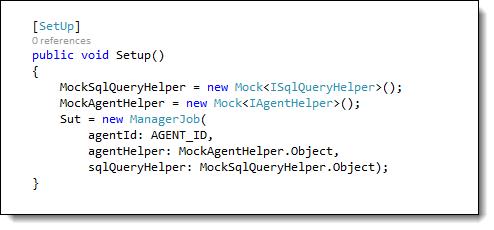 example of SetUp code